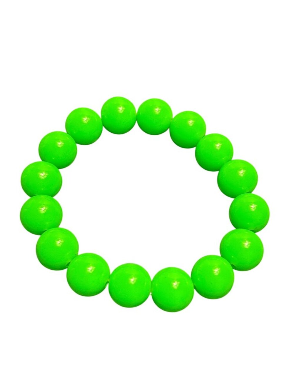 Neon Green Plastic Beaded Stretchy Bracelet 5.75 inches Unstretched